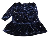 Tmavomodré sametové šaty s hvězdičkami Dunnes