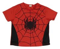 Červeno-černé tričko s pavoukem a pavučinou 
