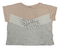 Šedo-bílo-růžové crop tričko H&M