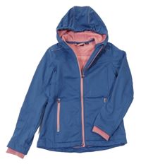 Modro-růžová softshellová bunda s kapucí Alive