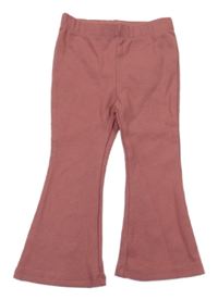 Starorůžové žebrované flare legíny 