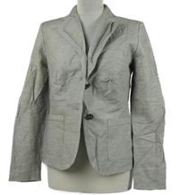 Dámské šedo-bílé pruhované lněné sako M&S