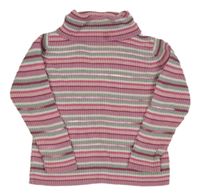 Růžovo-šedý pruhovaný žebrovaný rolák George