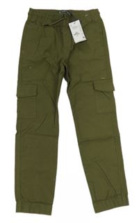 Khaki plátěné cuff kalhoty s kapsami Denim Co.
