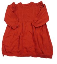 Červené pletené šaty s volánky 