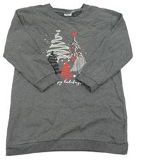 Šedé teplákové šaty se stromky bpc