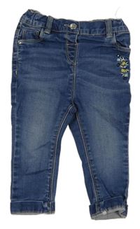 Modré skinny rifle s kytičkami C&A