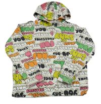 Bílo-barevná mikina s nápisy a kapucí Lindex