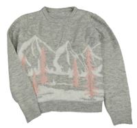 Šedý crop svetr s horami Primark