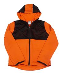 Oranžovo-černá sportovní funkční propínací mikina s kapucí Adidas 