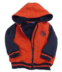 Červeno-tmavomodrá propínací zateplená mikina s tygrem a kapucí Lupilu