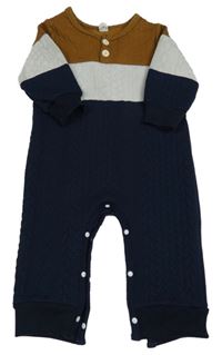 Medovo-šedo-tmavomodrý overal s 3D vzoreem Shein