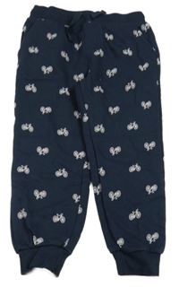 Tmavomodré melírované teplé tepláky s koly Topolino