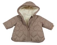 Hnědá šusťáková prošívaná zateplená bunda s kapucí Next