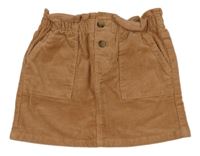 Broskvová manšestrová paper bag sukně H&M