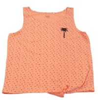 Neonově korálový puntíkatý top s palmou Yigga