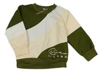 Khaki-bílo-béžová mikina s nápisem 