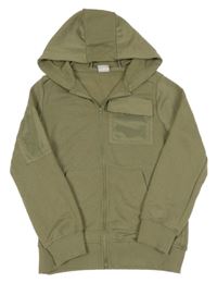 Khaki propínací mikina s kapsou a kapucí Y.F.K.