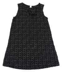 Černo-stříbrné kostkované pletené šaty s mašlíH&M