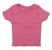 Růžové žebrované crop tričko Primark 