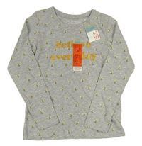 Šedé melírované triko s kytičkami zn. Primark