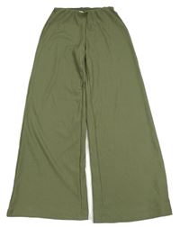 Khaki žebrované culottes kalhoty H&M