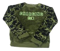 Khaki-army chlupatá mikina s nápisem zn. Pep&Co