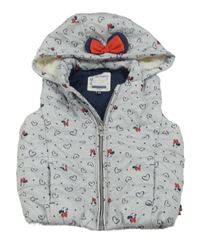 Šedá šusťáková prošívaná zateplená vest s kapucí - Minnie C&A