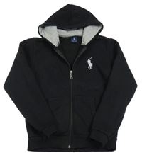 Černá propínací mikina s logem a kapucí Ralph Lauren 