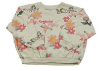 Smetanová oversize mikina s kytičkami Matalan