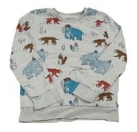 Šedá melírovaná mikina se zvířátky C&A