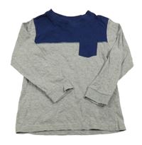 Šedo-tmavomodré triko s kapsou Jack Green