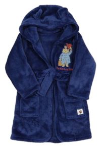 Tmavomodrý chlupatý župan s Paddingtonem a kapucí 