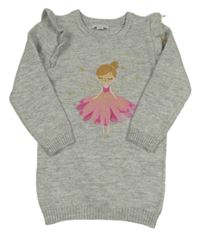 Šedé svetrové šaty s vílou a volánky Primark