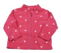 Růžová fleecová propínací mikina se srdíčky Yd.
