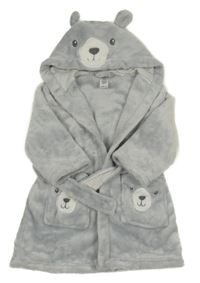 Šedý chlupatý župan s kapucí - medvídek C&A