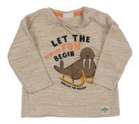 Béžový melírovaný svetr s mrožem F&F