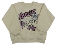 Smetanová mikina s nápisem a mašličkami Dunnes