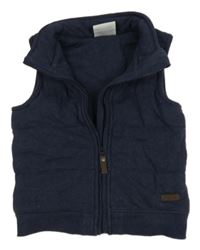 Tmavomodrá bavlněná zateplená vesta Topolino