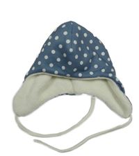 Modrošedá zateplená ušanka s puntíky Pusblu