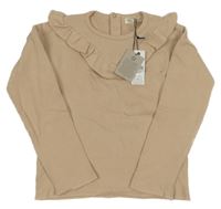 Nové - Pudrové žebrované triko s volánkem Riffte