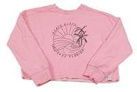 Neonově růžová crop mikina s palmami George