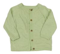 Světlezelený propínací svetr s bambulkami M&S