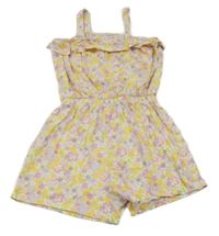 Bílý bavlněný kraťasový overal s kytičkami George