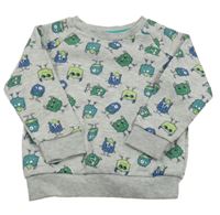 Šedá melírovaná mikina s příšerkami Primark