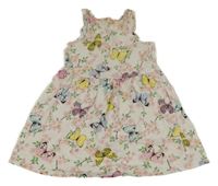 Světlerůžové kytičkované bavlněné šaty s motýlky H&M