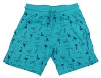 Mátové bavlněné kraťasy s plážovým motivem Lupilu
