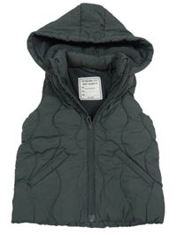 Šedá šusťáková prošívaná zateplená vesta s kapucí Matalan