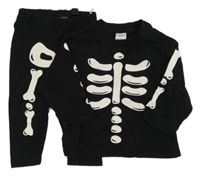 Kostým - 2set - Černé triko + tepláky s kostrou H&M