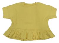 Žluté žebrované peplum tričko Next 